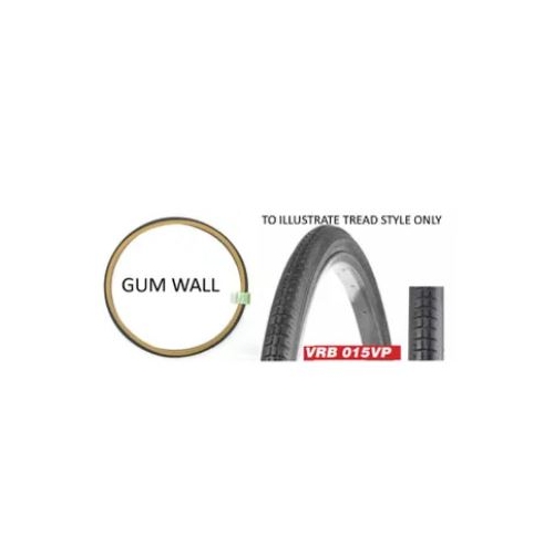 Tyre 27 x 1.1/4 BLACK with GUM WALL Block, (32-630)  Quality Vee Rubber Tyre