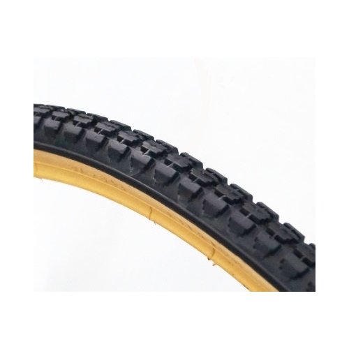 TYRE  28 x 1.3/8 BLACK w/Gum Wall, Block tread,  Quality Vee Rubber Tyre (37-642)