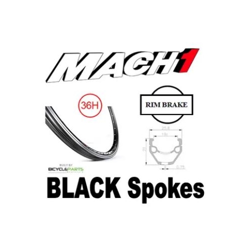 WHEEL - 26" Mach1 REVO 36H P/j Black Rim,  8/11 SPEED Q/R (135mm OLD) Sealed Novatec Black Hub,  Mach 1 BLACK Spokes