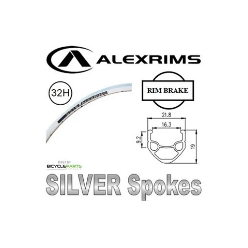 WHEEL - 700C Alex DC19 32H P/j Silver Rim,  TRACK FIXED/FIXED 3/8 Nutted (120mm OLD) Sealed Novatec Silver Hub,  Mach 1 SILVER Spokes