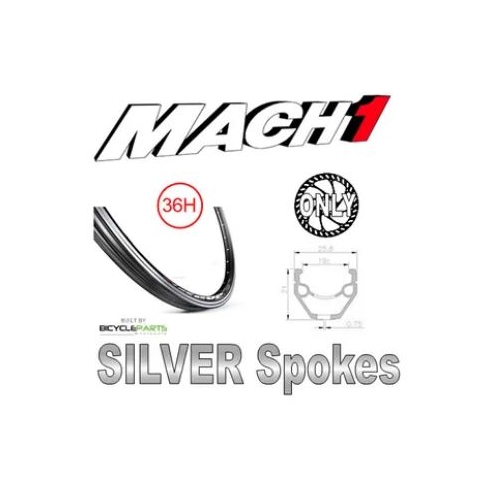 WHEEL - 26" Mach1 REVO 36H P/j Black Rim,  1 SPEED CASS Nutted (135mm OLD) 6 Bolt Disc Sealed Novatec Black Hub,  Mach 1 SILVER Spokes