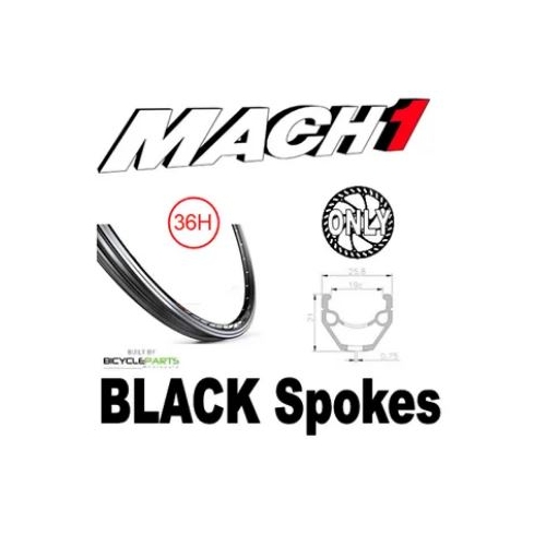 WHEEL - 26" Mach1 REVO 36H P/j Black Rim,  1 SPEED CASS Nutted (135mm OLD) 6 Bolt Disc Sealed Novatec Black Hub,  Mach 1 BLACK Spokes