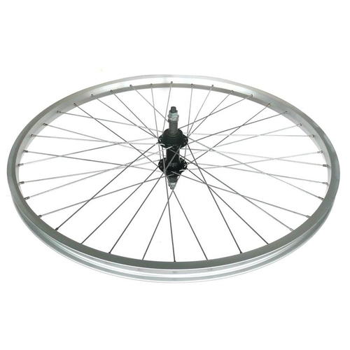 WHEEL - 26" JETSET S/W Alloy Rim, STEEL Screw On MultiSpeed Steel Nutted Hub, Mach 1 Spokes, REAR.  SILVER with BLACK Hub.   (Matching Front 94049)
