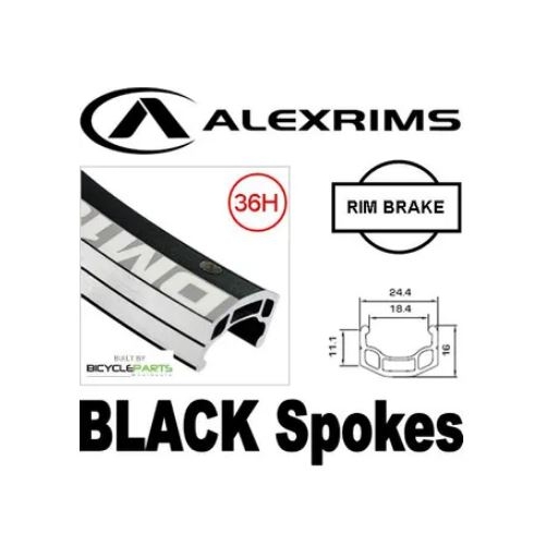 WHEEL - 700c Alex DM18 36H Black Rim,  7/10 SPEED Q/R (135mm OLD) Loose Ball Joytech Silver Hub,  Mach 1 BLACK Spokes