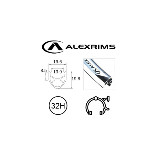 RIM 700c x 14mm - ALEX R450 - 32H - (622 x 14) - Presta Valve - Rim Brake - D/W - SILVER - MSW