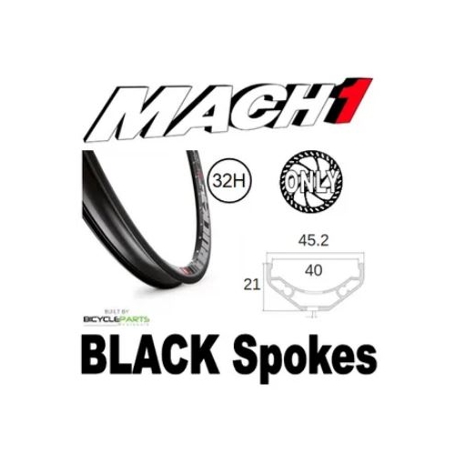 WHEEL - 27.5/650B Mach1 Trucky-40 32H P/j Black Rim,  SCREW-ON MULTI Q/R (135mm OLD) 6 Bolt Disc Loose Ball Joytech Black Hub,  Mach 1 BLACK Spokes