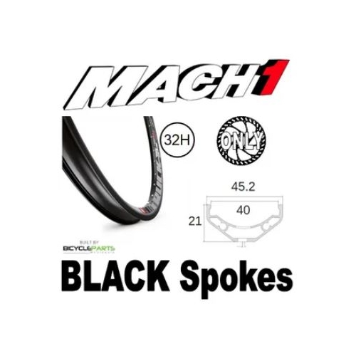 WHEEL - 27.5/650B Mach1 Trucky-40 32H P/j Black Rim,  8/10 SPEED Q/R (135mm OLD) 6 Bolt Disc Loose Ball Black Hub,  Mach 1 BLACK Spokes