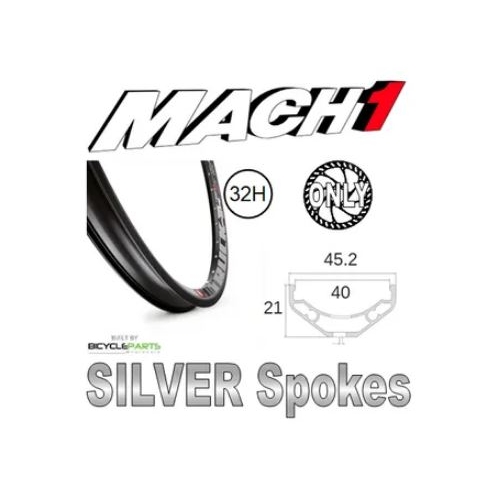 WHEEL - 27.5/650B Mach1 Trucky-40 32H P/j Black Rim,  8/11 SPEED Q/R (135mm OLD) 6 Bolt Disc Sealed Novatec Black Hub,  Mach 1 SILVER Spokes