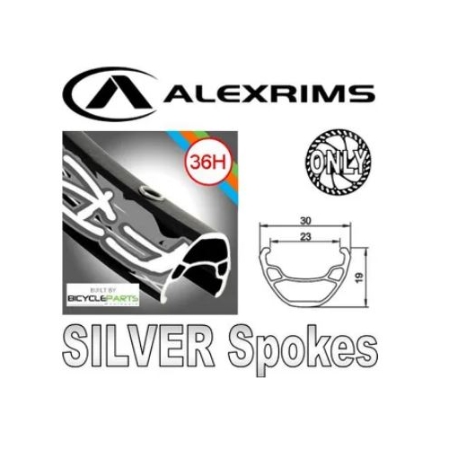 WHEEL - 26" Alex FR30 36H P/j Black Rim,  FRONT 15mm T/A (100mm OLD) 6 Bolt Disc Sealed Novatec Black Hub,  Mach 1 SILVER Spokes