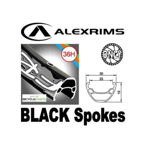 WHEEL - 26" Alex FR30 36H P/j Black Rim,  FRONT 15mm T/A (100mm OLD) 6 Bolt Disc Sealed Novatec Black Hub,  Mach 1 BLACK Spokes