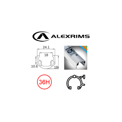 RIM - 27 x 1-1/4" x 25mm - ALEX AP-18 - 36H - (630 x 18) - Schrader Valve - Rim Brake - S/W - SILVER - (ERD 605)