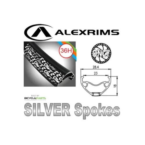 WHEEL - 29er Alex MD23 36H P/j Black Rim,  SCREW-ON MULTI Q/R (135mm OLD) 6 Bolt Disc Loose Ball KK Rival Black Hub,  Mach 1 SILVER Spokes