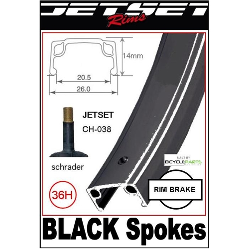 WHEEL - 24" Jetset 36H P/j Black Rim,  7/10 SPEED Q/R (135mm OLD) Loose Ball Joytech Silver Hub,  Mach 1 BLACK Spokes.  (matches 94046)