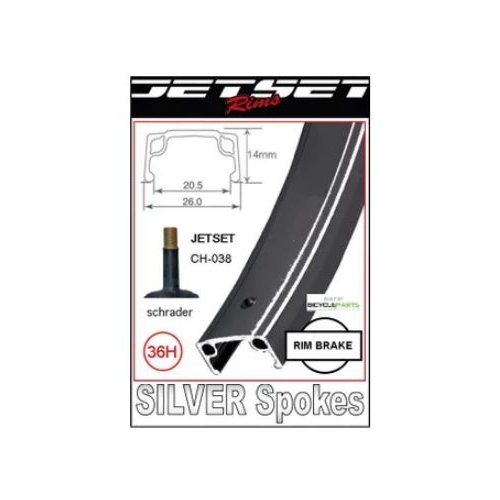 WHEEL - 24" Jetset 36H P/j Black Rim,  7/10 SPEED Q/R (135mm OLD) Loose Ball Joytech Silver Hub,  Mach 1 SILVER Spokes.  (matches 94046s)