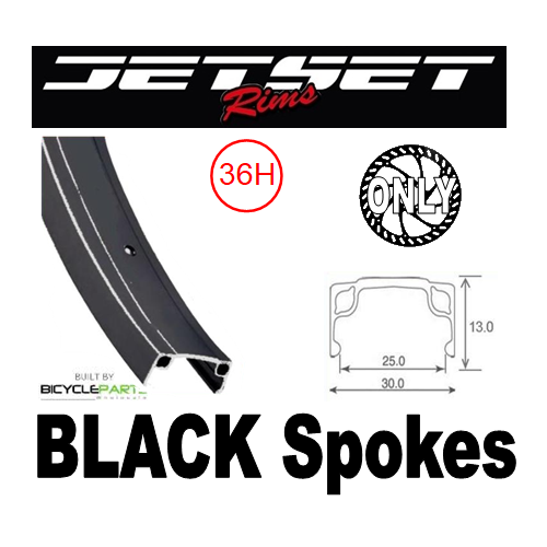 WHEEL - 20" JETSET 7X 36H Black Rim,  FRONT Q/R (100mm OLD) 6 Bolt Disc Loose Ball Joytech Black Hub,  Mach 1 BLACK Spokes