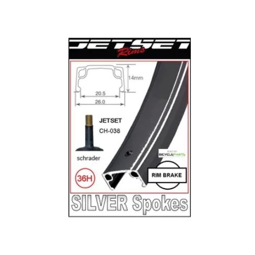 WHEEL - 24" Jetset 36H P/j Black Rim,  8/10 SPEED Q/R (135mm OLD) Loose Ball Novatec Black Hub,  Mach 1 SILVER Spokes