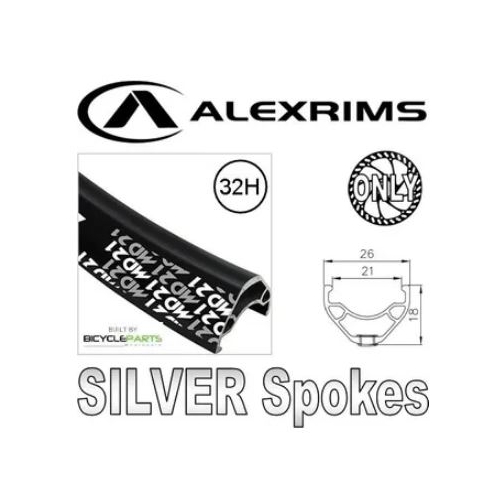 WHEEL - 26" Alex MD21 32H Black Rim,  SCREW-ON MULTI Q/R (135mm OLD) 6 Bolt Disc Loose Ball Joytech Black Hub,  Mach 1 SILVER Spokes