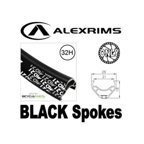 WHEEL - 26" Alex MD21 32H Black Rim,  SCREW-ON MULTI Q/R (135mm OLD) 6 Bolt Disc Loose Ball Joytech Black Hub,  Mach 1 BLACK Spokes