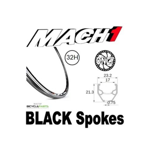 WHEEL - 26" Mach1 MX 32H Black Rim,  8/11 SPEED 12mm T/A (142mm OLD) 6 Bolt Disc Sealed Novatec Black Hub,  Mach 1 BLACK Spokes