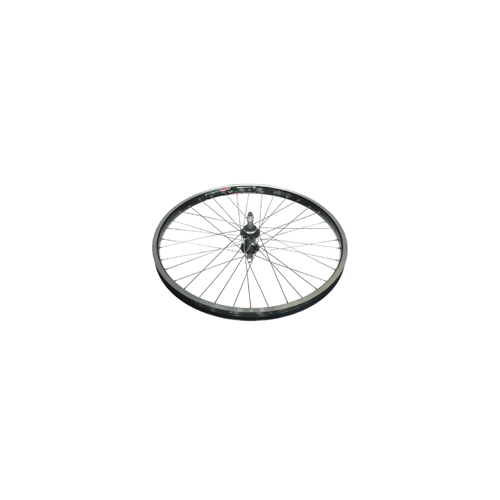 WHEEL  24" Alex DM-24 D/w alloy Rim With Eyelets & Msw , Screw On Black MultiSpeed Hub , Silver Mach 1 Spokes . REAR (match 94196)_