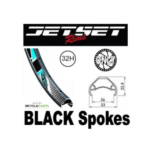 WHEEL - 27.5 / 650B Jetset HC-E331 32H P/j Matt Black Rim,  8/11 Speed Q/R (141mm OLD) 6 Bolt Disc Sealed Novatec Black Hub,  Mach 1 BLACK Spokes