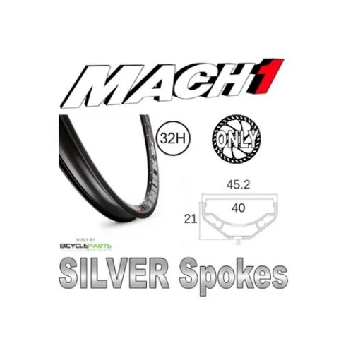 WHEEL - 27.5/650B Mach1 Trucky-40 32H P/j Black Rim,  8/11 Speed Q/R (141mm OLD) 6 Bolt Disc Sealed Novatec Black Hub,  Mach 1 SILVER Spokes