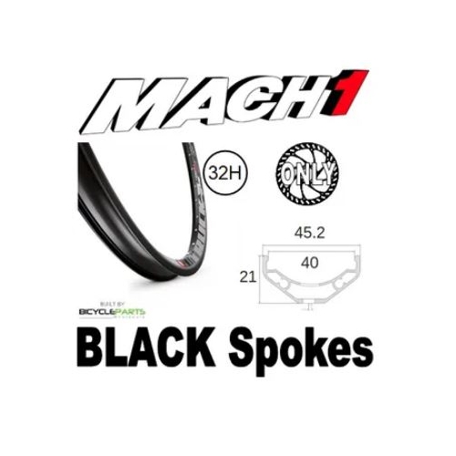 WHEEL - 27.5/650B Mach1 Trucky-40 32H P/j Black Rim,  8/11 Speed Q/R (141mm OLD) 6 Bolt Disc Sealed Novatec Black Hub,  Mach 1 BLACK Spokes
