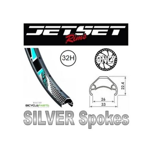 WHEEL - 29er Jetset HC-E331 32H P/j Matt Black Rim,  8/11 Speed Q/R (141mm OLD) 6 Bolt Disc Sealed Novatec Black Hub,  Mach 1 SILVER Spokes