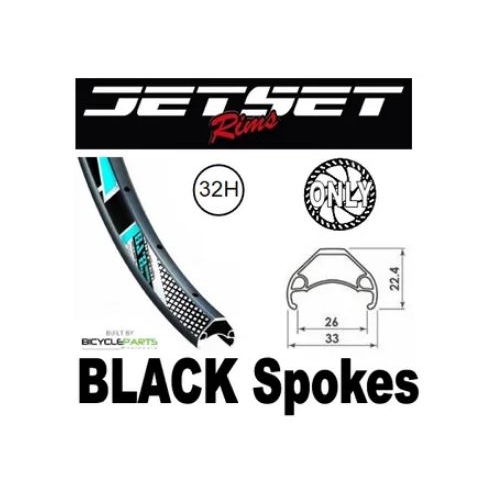 WHEEL - 29er Jetset HC-E331 32H P/j Matt Black Rim,  8/11 Speed Q/R (141mm OLD) 6 Bolt Disc Sealed Novatec Black Hub,  Mach 1 BLACK Spokes