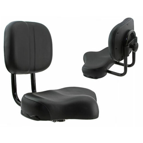 SADDLE with Back Rest, Adjustable, BLACK With "standard" knuckle - 290mm W x 240mm L