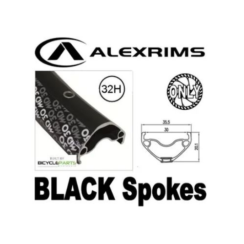 WHEEL - 27.5 / 650B Alex MD30 32H Black Rim,  FRONT 15mm T/A (100mm OLD) 6 Bolt Disc Sealed Novatec Light Weight Black Hub,  Mach 1 BLACK Spokes