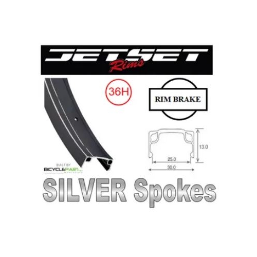 WHEEL - 20" Jetset 7X 36H Black Rim,  SCREW-ON MULTI Q/R (135mm OLD) Loose Ball KK Rival Black Hub,  Mach 1 SILVER Spokes