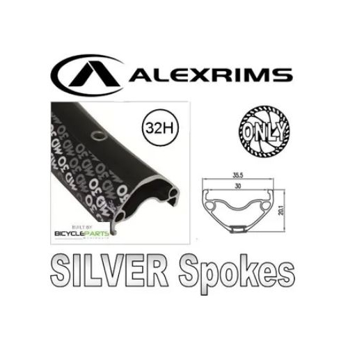 WHEEL - 27.5 / 650B Alex MD30 32H Black Rim,  8/11 SPEED 12mm T/A (148mm OLD) 6 Bolt Disc Sealed Bear Pawl Black Hub,  Mach 1 SILVER Spokes