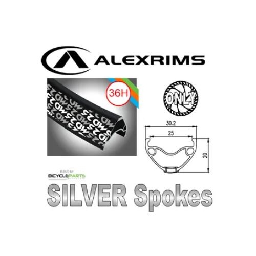 WHEEL - 26" Alex MD25 36H P/j Black Rim,  SCREW-ON MULTI Q/R (135mm OLD) 6 Bolt Disc Loose Ball KK Rival Black Hub,  Mach 1 SILVER Spokes