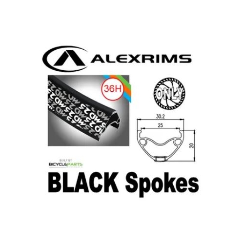 WHEEL - 26" Alex MD25 36H P/j Black Rim,  SCREW-ON MULTI Q/R (135mm OLD) 6 Bolt Disc Loose Ball KK Rival Black Hub,  Mach 1 BLACK Spokes