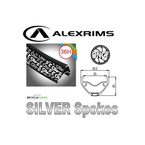 WHEEL - 26" Alex MD25 36H P/j Black Rim,  8/10 SPEED Q/R (135mm OLD) 6 Bolt Disc Loose Ball Joytech Black Hub,  Mach 1 SILVER Spokes