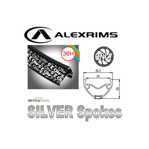 WHEEL - 26" Alex MD25 36H P/j Black Rim,  FRONT 15mm T/A (100mm OLD) 6 Bolt Disc Sealed Novatec Black Hub,  Mach 1 SILVER Spokes