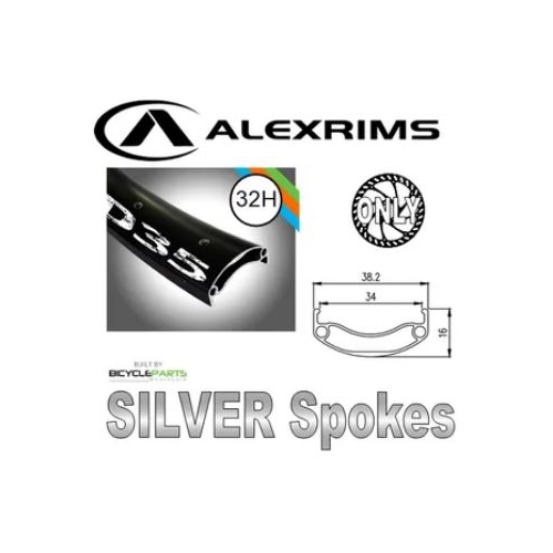 WHEEL - 29er Alex MD35 32H P/j Black Rim,  8/11 SPEED 12mm T/A (148mm OLD) 6 Bolt Disc Sealed Bear Pawl Black Hub,  Mach 1 SILVER Spokes