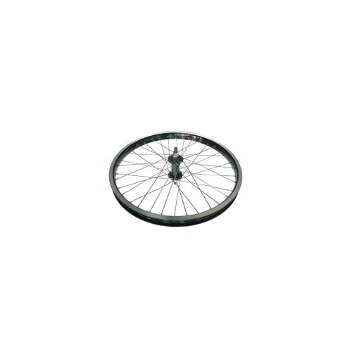 WHEEL  20" Alex  DM24 D/w Eyeleted Black Alloy Rim W/msw , Alloy Nutted Black Hub 3/8  Axle , Silver Mach1 Spokes.  Front .