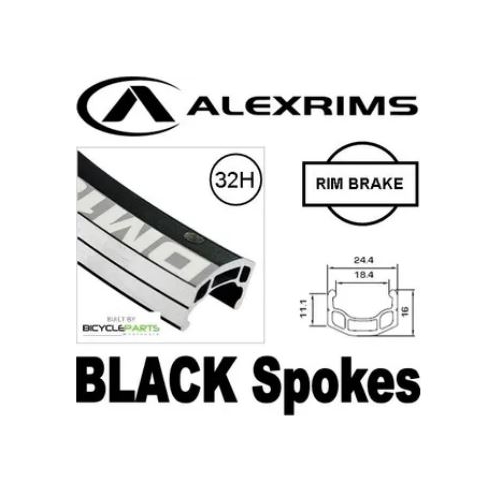 WHEEL - 700c Alex DM18 32H Black Rim,  SCREW-ON MULTI Q/R (135mm OLD) Loose Ball Joytech Silver Hub,  Mach 1 BLACK Spokes