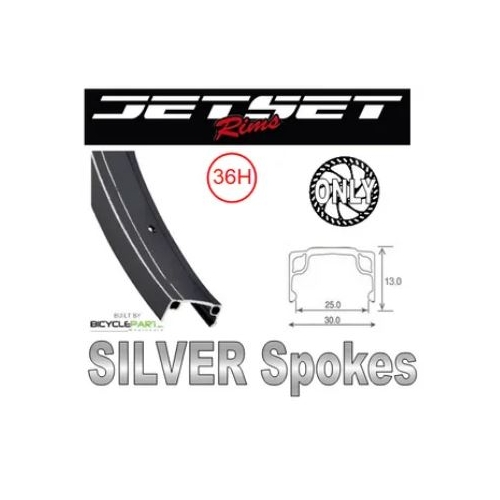 WHEEL - 20" Jetset 7X 36H Black Rim,  8/10 SPEED Q/R (135mm OLD) 6 Bolt Disc Loose Ball Joytech Black Hub,  Mach 1 SILVER Spokes