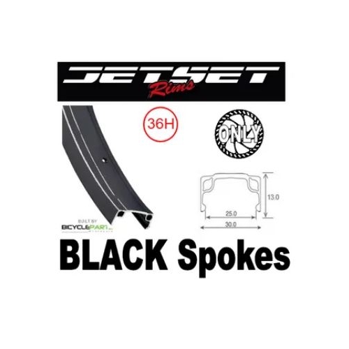 WHEEL - 20" Jetset 7X 36H Black Rim,  8/10 SPEED Q/R (135mm OLD) 6 Bolt Disc Loose Ball Joytech Black Hub,  Mach 1 BLACK Spokes