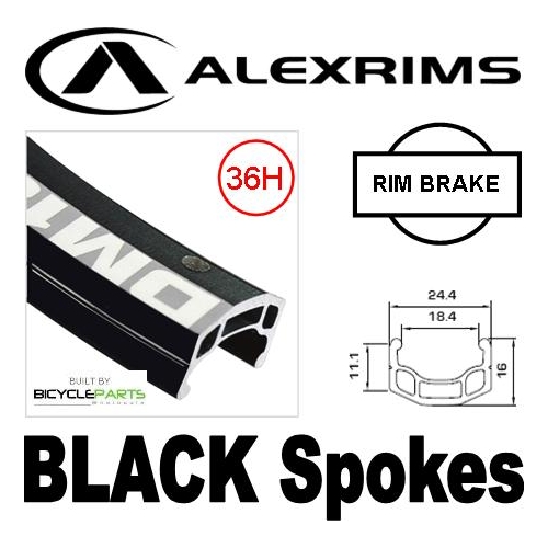 WHEEL  24" Alex  DM-18 D/w Black (NonMSW) Rim , Black Nutted Alloy Hub , BLACK Mach 1 Spokes .Front .