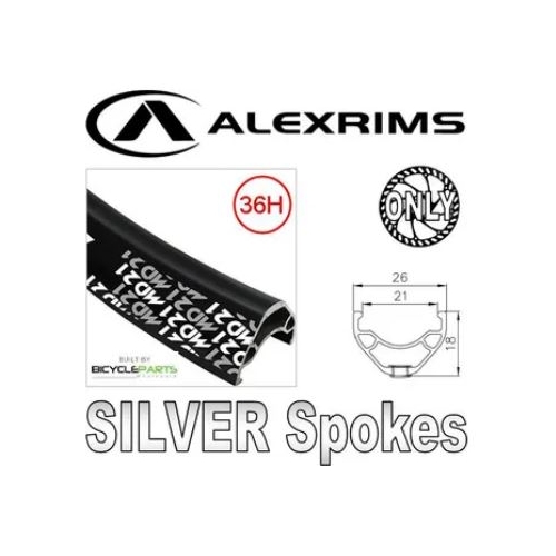 WHEEL - 26" Alex MD21 36H P/j Black Rim,  1 SPEED CASS Nutted (135mm OLD) 6 Bolt Disc Sealed Novatec Black Hub,  Mach 1 SILVER Spokes