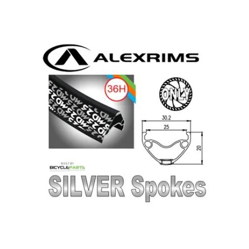 WHEEL - 26" Alex MD25 36H P/j Black Rim,  1 SPEED CASS Nutted (135mm OLD) 6 Bolt Disc Sealed Novatec Black Hub,  Mach 1 SILVER Spokes