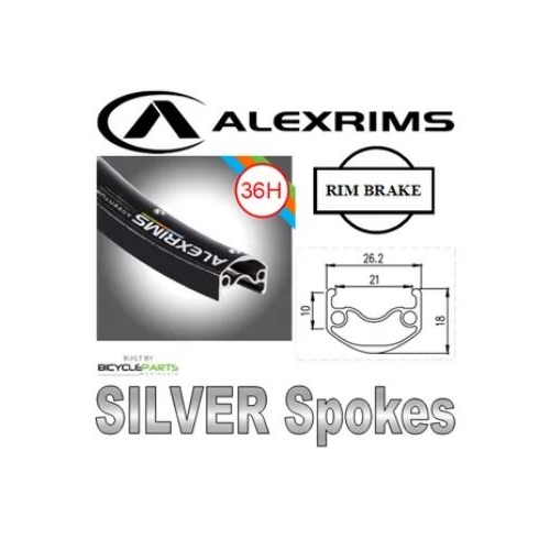 WHEEL - 26" Alex ADVENTURER 2 36H P/j Black Rim,  FIXED/FREE Nutted (120-130mm OLD) Sealed Sturmey Silver Hub,  Mach 1 SILVER Spokes