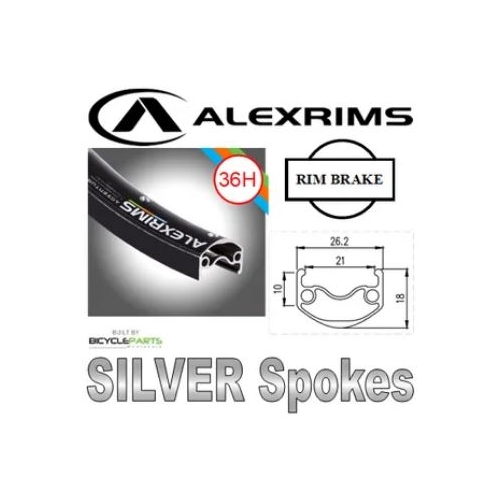 WHEEL - 26" Alex ADVENTURER 2 36H P/j Black Rim,  2 SPEED INTERNAL COASTER 3/8 Nutted (117mm OLD) Loose Ball Sturmey Silver Hub,  Mach 1 SILVER Spokes