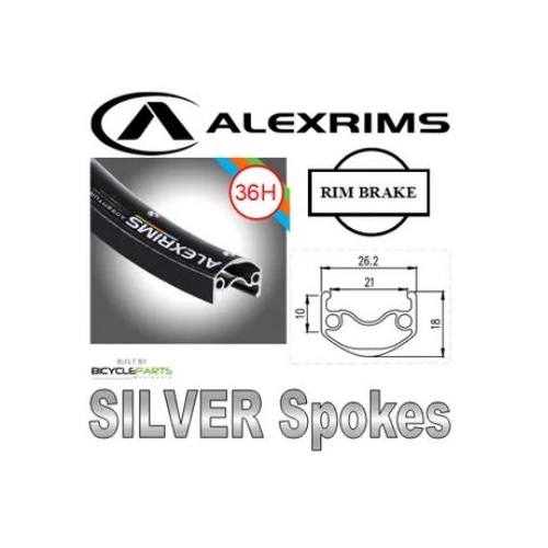 WHEEL - 26" Alex ADVENTURER 2 36H P/j Black Rim,  SCREW-ON MULTI Nutted (135mm OLD) Loose Ball Joytech Steel Black Hub,  Mach 1 SILVER Spokes