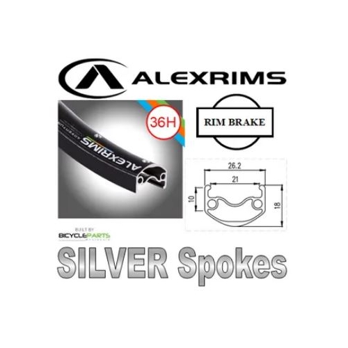 WHEEL - 26" Alex ADVENTURER 2 36H P/j Black Rim,  7 SPEED Q/R (130mm OLD) Loose Ball Joytech Silver Hub,  Mach 1 SILVER Spokes