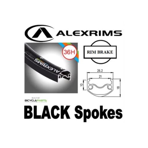 WHEEL - 26" Alex ADVENTURER 2 36H P/j Black Rim, 7 SPEED Q/R (130mm OLD) Loose Ball Joytech Silver Hub,  Mach 1 BLACK Spokes